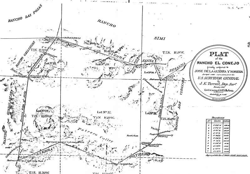 Plat map of Rancho El Conejo, 1861